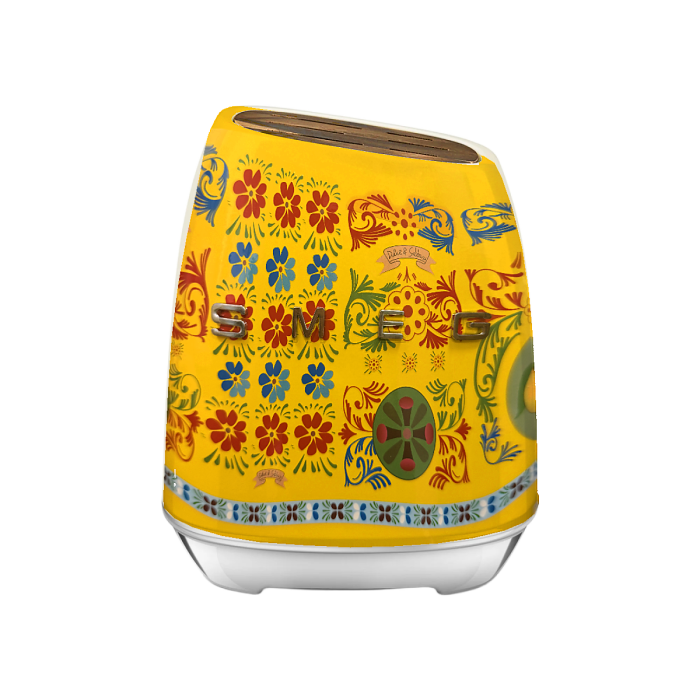 Набір кухонних ножів SMEG Dolce&Gabbana з підставкою, 7 предметів, жовтий