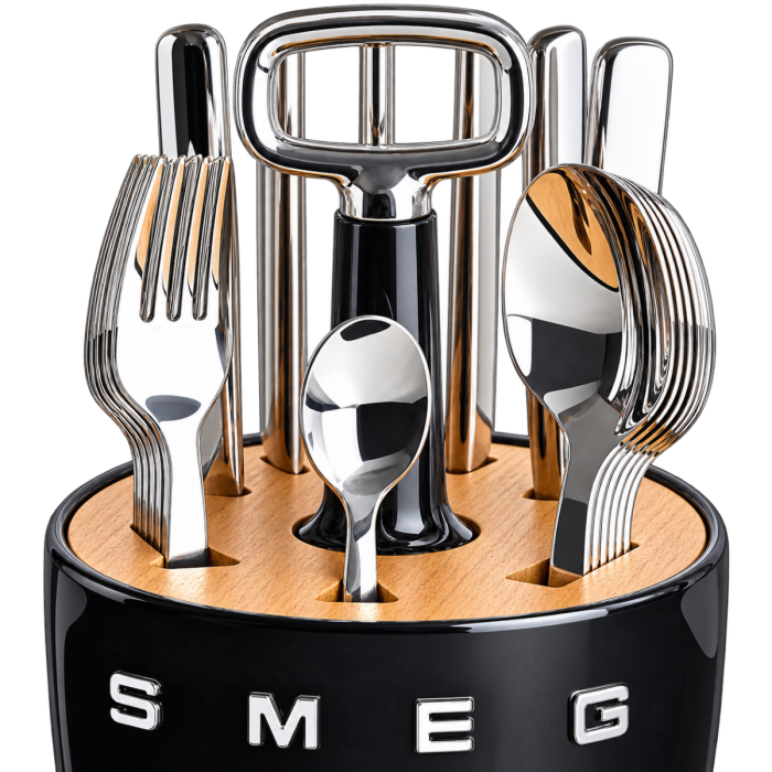 Органайзер із приборами SMEG Cutlery Caddy, чорний, 24 прибори на 6 осіб