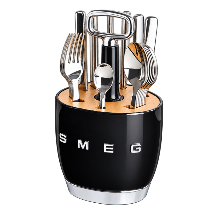 Органайзер із приборами SMEG Cutlery Caddy, чорний, 24 прибори на 6 осіб