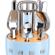 Органайзер із приборами SMEG Cutlery Caddy, блакитний, 24 прибори на 6 осіб