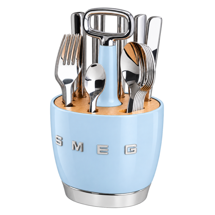 Органайзер із приборами SMEG Cutlery Caddy, блакитний, 24 прибори на 6 осіб