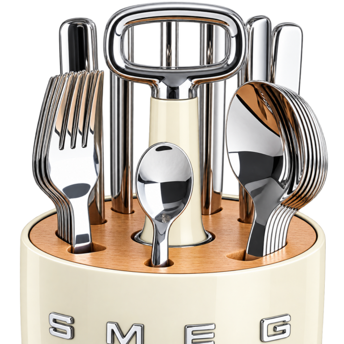 Органайзер із приборами SMEG Cutlery Caddy, кремовий, 24 прибори на 6 осіб