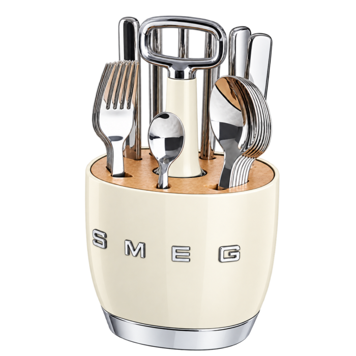 Органайзер із приборами SMEG Cutlery Caddy, кремовий, 24 прибори на 6 осіб