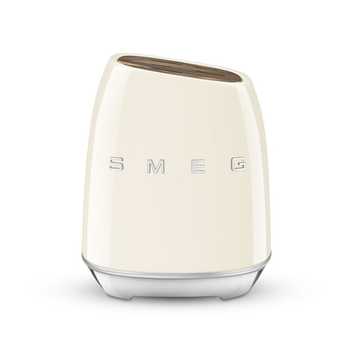 Набір ножів SMEG з підставкою, 7 предметів, кремовий
