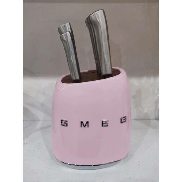Набір ножів SMEG з підставкою, 7 предметів, рожевий